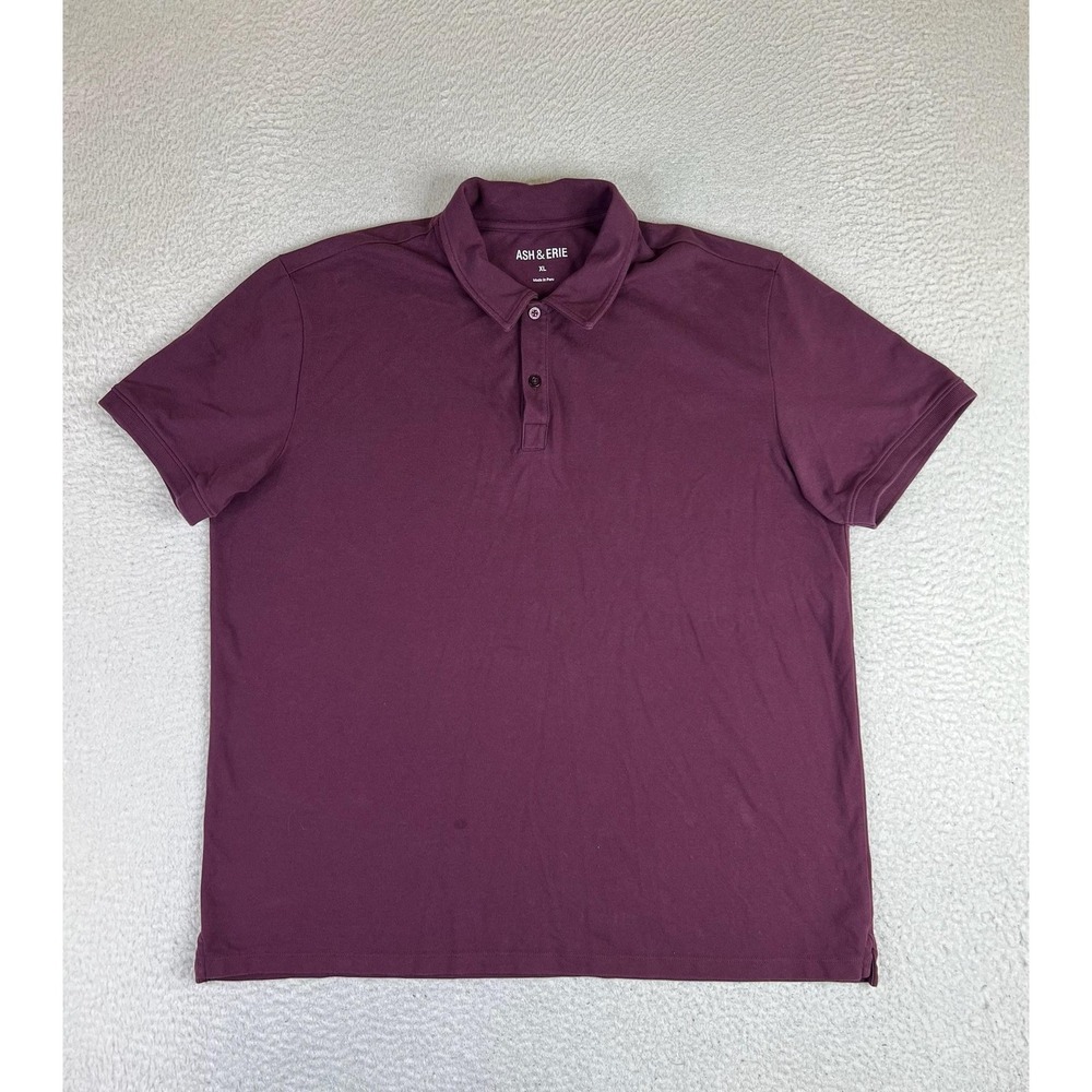 Ash & Erie Polo Shirt Mens XL Purple Solid Pima Cotton Stretch Jersey Knit